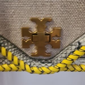 Tory Burch Beige and Yellow Braided Bag